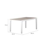 Tavolo da esterno Bisenzio, Base per picnic, Piano da pranzo da giardino, Banco outdoor multiuso, 160x90 h74 cm, Bianco e Tortora