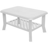 Tavolo da esterno Cerignola, Tavolino con portariviste, 100% Made in Italy, Cm 90x60h46, Bianco