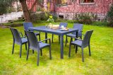 Tavolo da esterno Giove, Tavolo rettangolare da giardino, Tavolo da giardino multiuso effetto rattan, 100% Made in Italy, 150x90h74 cm, Antracite