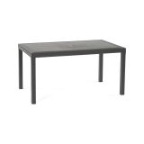 Tavolo da esterno Giove, Tavolo rettangolare da giardino, Tavolo da giardino multiuso effetto rattan, 100% Made in Italy, 150x90h74 cm, Antracite