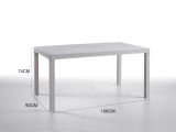 Tavolo da esterno Giove, Tavolo rettangolare da giardino, Tavolo da giardino multiuso effetto rattan, 100% Made in Italy, 150x90h74 cm, Bianco