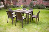 Tavolo da esterno Giove, Tavolo rettangolare da giardino, Tavolo da giardino multiuso effetto rattan, 100% Made in Italy, 150x90h74 cm, Marrone