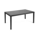 Tavolo da esterno Imola, Tavolo fisso rettangolare, Tavolo da giardino multiuso effetto rattan, 100% Made in Italy, 138x78h72 cm, Antracite