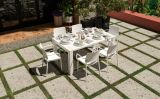 Tavolo da esterno Magasa, Tavolo con piano fisso, Banco outdoor multiuso, Made in Italy, 160x75 h98 cm, Bianco