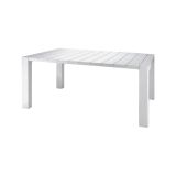 Tavolo da esterno Magasa, Tavolo con piano fisso, Banco outdoor multiuso, Made in Italy, 160x75 h98 cm, Bianco