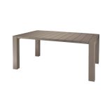 Tavolo da esterno Magasa, Tavolo con piano fisso, Banco outdoor multiuso, Made in Italy, 160x75 h98 cm, Tortora
