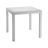 Tavolo da esterno Marte, Tavolo quadrato fisso, Tavolo da giardino multiuso effetto rattan, 100% Made in Italy, 80x80h74 cm, Bianco