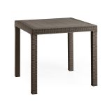 Tavolo da esterno Marte, Tavolo quadrato fisso, Tavolo da giardino multiuso effetto rattan, 100% Made in Italy, 80x80h74 cm, Marrone