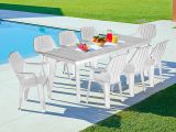 Tavolo da esterno Mercurio, Tavolo rettangolare, Tavolo allungabile da giardino o da bar, 100% Made in Italy, 160-220x90h74 cm, Bianco