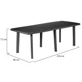 Tavolo da Esterno Nero Antracite 10 Posti Meccanismo Estensione Allunga Centrale 216x90x72h cm, Allungabile Made in Italy - Crossley