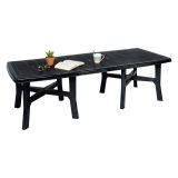 Tavolo da Esterno Nero Antracite 12 Posti Meccanismo Estensione Allunga Centrale 216x90x72h cm, Allungabile Made in Italy - Adonas