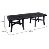 Tavolo da Esterno Nero Antracite 12 Posti Meccanismo Estensione Allunga Centrale 216x90x72h cm, Allungabile Made in Italy - Adonas