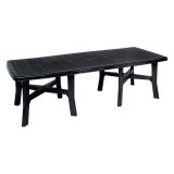 Tavolo da Esterno Nero Antracite 12 Posti Meccanismo Estensione Allunga Centrale 216x90x72h cm, Allungabile Made in Italy - Adonas