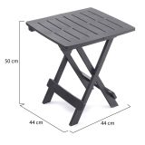Tavolo da Esterno Nero Antracite 2 Posti Lunghezza Massima 44 cm 44x44x50h cm, Finitura Effetto Liscio Made in Italy - Elpino