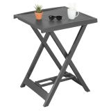 Tavolo da Esterno Nero Antracite 2 Posti Lunghezza Massima 50 cm 60x47x65h cm, Finitura Effetto Liscio Made in Italy - Ohatchee