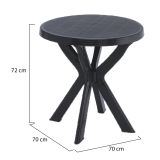 Tavolo da Esterno Nero Antracite 2 Posti Lunghezza Massima 70 cm 70x70x72h cm, Finitura Effetto Liscio Made in Italy - Lorwood