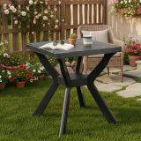 Tavolo da Esterno Nero Antracite 4 Posti Lunghezza Massima 70 cm 70x70x72h cm, Finitura Effetto Quadrettato Made in Italy - Straven