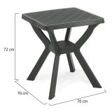 Tavolo da Esterno Nero Antracite 4 Posti Lunghezza Massima 70 cm 70x70x72h cm, Finitura Effetto Quadrettato Made in Italy - Straven