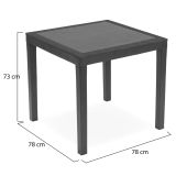 Tavolo da Esterno Nero Antracite 4 Posti Lunghezza Massima 78 cm 78x78x73h cm, Finitura Effetto Rattan Made in Italy - Frostproof