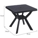 Tavolo da Esterno Nero Antracite 4 Posti Lunghezza Massima 79 cm 79x79x72h cm, Finitura Effetto Liscio Made in Italy - Normandy