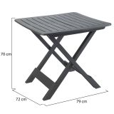 Tavolo da Esterno Nero Antracite 4 Posti Pieghevole 79x72x70h cm, Tavolo Tavolo Pieghevole Rettangolare Made in Italy - Ruthton
