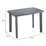 Tavolo da Esterno Nero Antracite 6 Posti Lunghezza Massima 101 cm 101x68x72h cm, Finitura Effetto Liscio Made in Italy - Pinedale