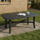 Tavolo da Esterno Nero Antracite 6 Posti Lunghezza Massima 180 cm 180x100x72h cm, Finitura Effetto Quadrettato Made in Italy - Rasura