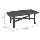 Tavolo da Esterno Nero Antracite 6 Posti Lunghezza Massima 180 cm 180x100x72h cm, Finitura Effetto Quadrettato Made in Italy - Rasura