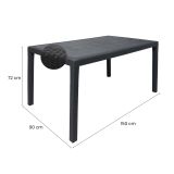 Tavolo da esterno Portici, Tavolo rettangolare da pranzo, Tavolo da giardino multiuso effetto rattan, 100% Made in Italy, 150x90h72 cm, Antracite