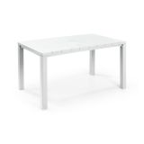 Tavolo da esterno Quiliano, Base per picnic, Piano da pranzo da giardino, Banco outdoor multiuso, 147x90 h75 cm, Bianco