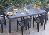 Tavolo da esterno Roma, Tavolo rettangolare allungabile da pranzo, Tavolo da giardino estensibile effetto rattan, 100% Made in Italy, 150-220x90h72 cm, Antracite