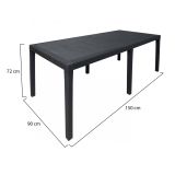 Tavolo da esterno Roma, Tavolo rettangolare allungabile da pranzo, Tavolo da giardino estensibile effetto rattan, 100% Made in Italy, 150-220x90h72 cm, Antracite