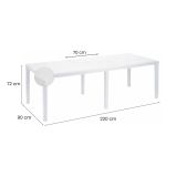 Tavolo da esterno Roma, Tavolo rettangolare allungabile da pranzo, Tavolo da giardino estensibile effetto rattan, 100% Made in Italy, 150-220x90h72 cm, Bianco