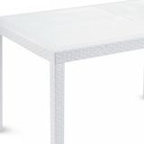 Tavolo da esterno Roma, Tavolo rettangolare allungabile da pranzo, Tavolo da giardino estensibile effetto rattan, 100% Made in Italy, 150-220x90h72 cm, Bianco