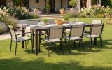 Tavolo da esterno Roma, Tavolo rettangolare allungabile da pranzo, Tavolo da giardino estensibile effetto rattan, 100% Made in Italy, 150-220x90h72 cm, Marrone