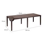 Tavolo da esterno Roma, Tavolo rettangolare allungabile da pranzo, Tavolo da giardino estensibile effetto rattan, 100% Made in Italy, 150-220x90h72 cm, Marrone