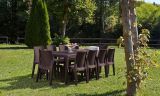 Tavolo da esterno Roma, Tavolo rettangolare allungabile da pranzo, Tavolo da giardino estensibile effetto rattan, 100% Made in Italy, 150-220x90h72 cm, Marrone