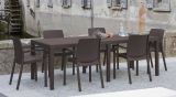Tavolo da esterno Roma, Tavolo rettangolare allungabile da pranzo, Tavolo da giardino estensibile effetto rattan, 100% Made in Italy, 150-220x90h72 cm, Marrone
