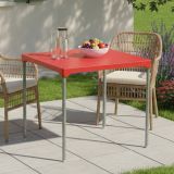 Tavolo da Esterno Rosso 4 Posti Tavolo Tavolo Fisso Quadrato 75x75x72h cm, Lunghezza Massima 75 cm Made in Italy - Brownstown