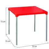 Tavolo da Esterno Rosso 4 Posti Tavolo Tavolo Fisso Quadrato 75x75x72h cm, Lunghezza Massima 75 cm Made in Italy - Brownstown