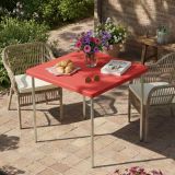 Tavolo da Esterno Rosso 4 Posti Tavolo Tavolo Fisso Quadrato 75x75x72h cm, Lunghezza Massima 75 cm Made in Italy - Brownstown