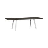 Tavolo da esterno Salisano, Base per picnic, Piano da pranzo da giardino, Banco outdoor multiuso, 162x101 h77 cm, Bianco e Grigio scuro