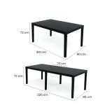 Tavolo da esterno Susa, Tavolo rettangolare allungabile da pranzo, Tavolo da giardino estensibile, 100% Made in Italy, 150x90h72 cm, Antracite