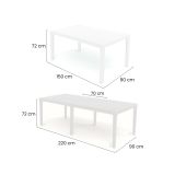 Tavolo da esterno Susa, Tavolo rettangolare allungabile da pranzo, Tavolo da giardino estensibile, 100% Made in Italy, 150x90h72 cm, Bianco