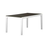 Tavolo da esterno Tornaco, Base per picnic, Piano da pranzo da giardino, Banco outdoor multiuso, 160x90 h74 cm, Bianco e Grigio scuro