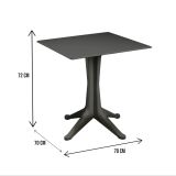 Tavolo da esterno Trani, Tavolo quadrato fisso, Tavolino da giardino multiuso, 100% Made in Italy, 70x70h72 cm, Antracite