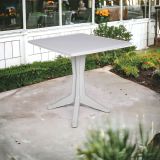 Tavolo da esterno Trani, Tavolo quadrato fisso, Tavolino da giardino multiuso, 100% Made in Italy, 70x70h72 cm, Bianco