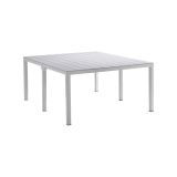 Tavolo da esterno Varda, Base per picnic, Piano da pranzo da giardino multiposizione, Banco outdoor multiuso, Made in Italy, 292x86 h74 cm, Bianco