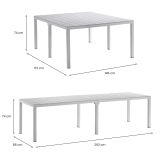 Tavolo da esterno Varda, Base per picnic, Piano da pranzo da giardino multiposizione, Banco outdoor multiuso, Made in Italy, 292x86 h74 cm, Bianco