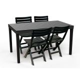 Tavolo da esterno Vasto, Tavolo rettangolare da pranzo, Tavolo da giardino indoor e outdoor multiuso, 100% Made in Italy, 138x78h72 cm, Antracite